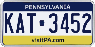 PA license plate KAT3452