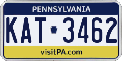 PA license plate KAT3462