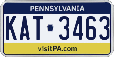 PA license plate KAT3463