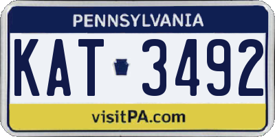 PA license plate KAT3492
