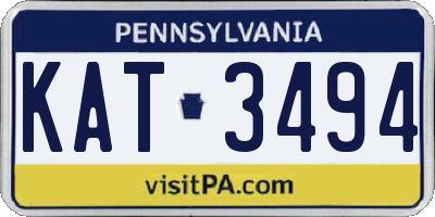 PA license plate KAT3494