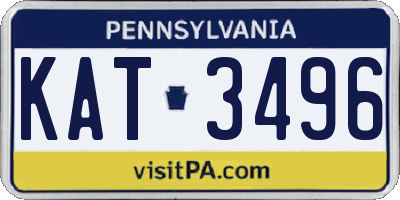 PA license plate KAT3496