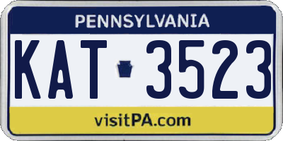 PA license plate KAT3523