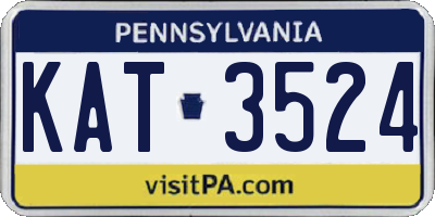 PA license plate KAT3524