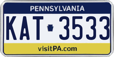 PA license plate KAT3533