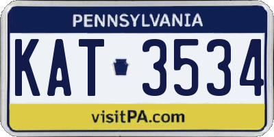 PA license plate KAT3534