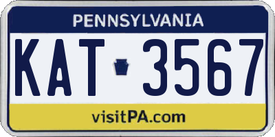 PA license plate KAT3567