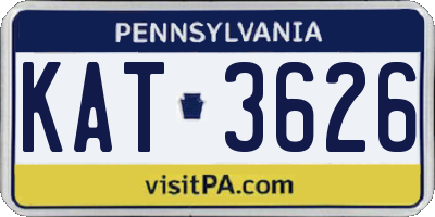 PA license plate KAT3626