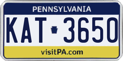 PA license plate KAT3650