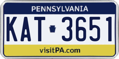 PA license plate KAT3651
