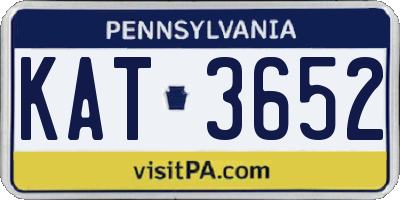 PA license plate KAT3652