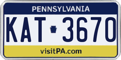 PA license plate KAT3670