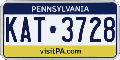 PA license plate KAT3728