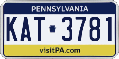 PA license plate KAT3781