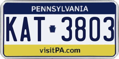 PA license plate KAT3803