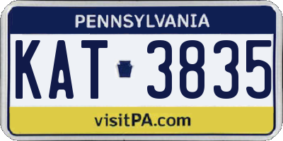 PA license plate KAT3835