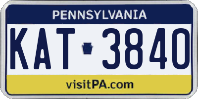 PA license plate KAT3840