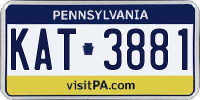 PA license plate KAT3881