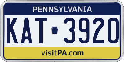 PA license plate KAT3920