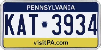 PA license plate KAT3934