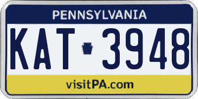 PA license plate KAT3948