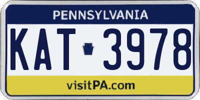 PA license plate KAT3978