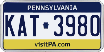PA license plate KAT3980