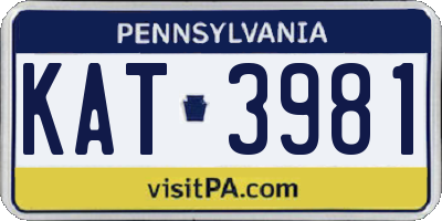 PA license plate KAT3981