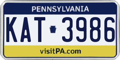 PA license plate KAT3986