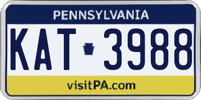 PA license plate KAT3988