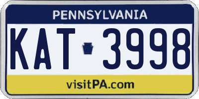 PA license plate KAT3998