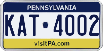 PA license plate KAT4002
