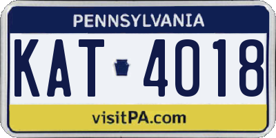PA license plate KAT4018