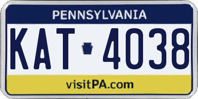 PA license plate KAT4038