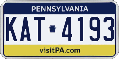 PA license plate KAT4193