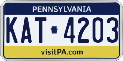 PA license plate KAT4203