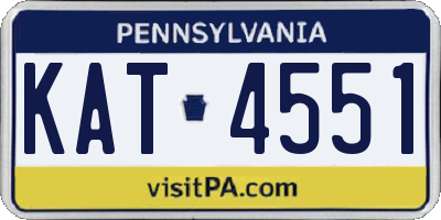 PA license plate KAT4551