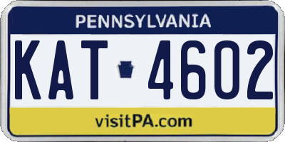 PA license plate KAT4602