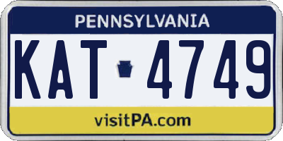PA license plate KAT4749