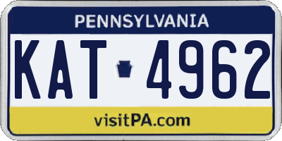PA license plate KAT4962