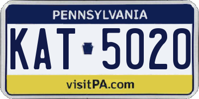 PA license plate KAT5020