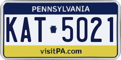 PA license plate KAT5021