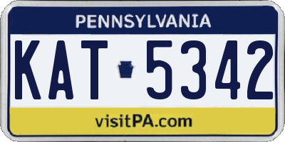 PA license plate KAT5342