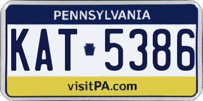 PA license plate KAT5386