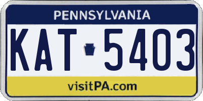PA license plate KAT5403
