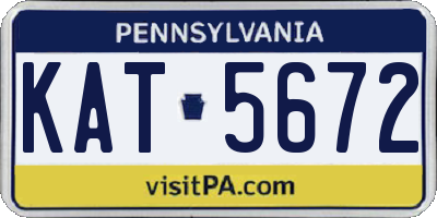 PA license plate KAT5672