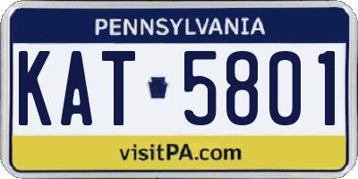 PA license plate KAT5801