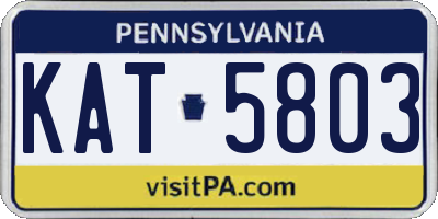 PA license plate KAT5803