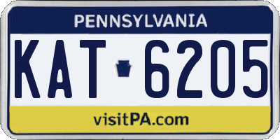 PA license plate KAT6205
