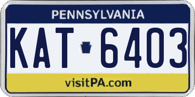 PA license plate KAT6403